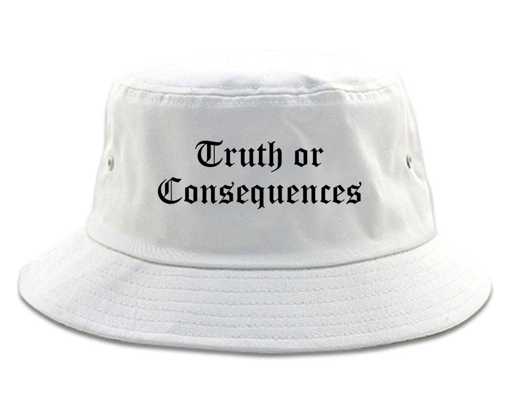 Truth or Consequences New Mexico NM Old English Mens Bucket Hat White