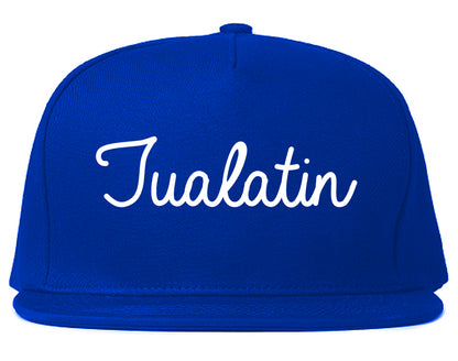 Tualatin Oregon OR Script Mens Snapback Hat Royal Blue