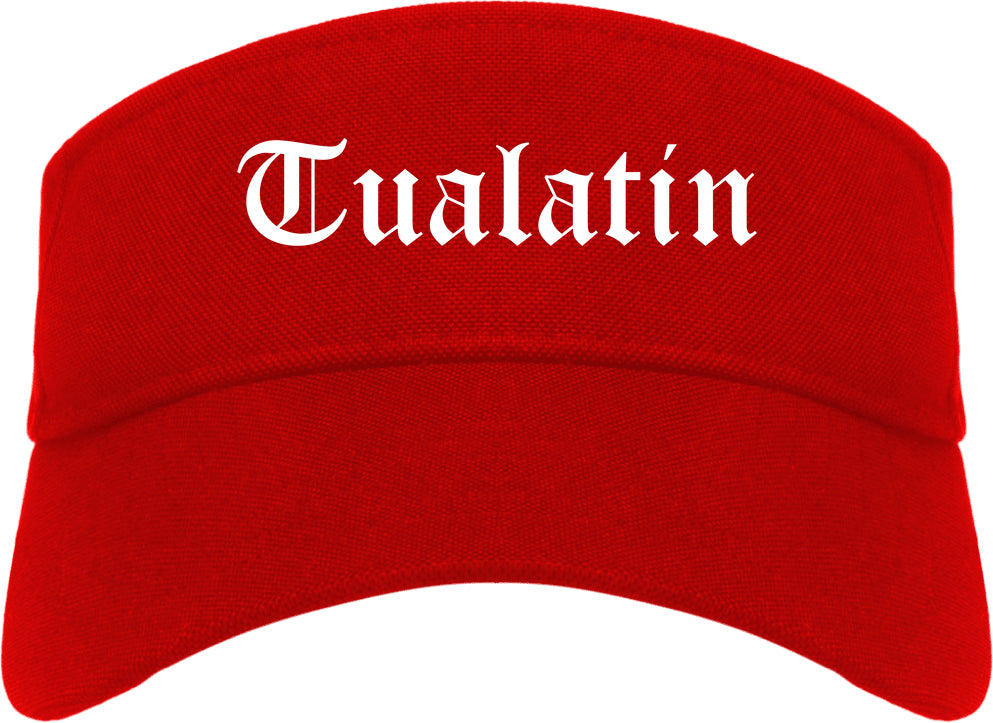 Tualatin Oregon OR Old English Mens Visor Cap Hat Red