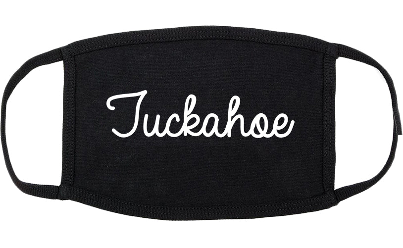 Tuckahoe New York NY Script Cotton Face Mask Black