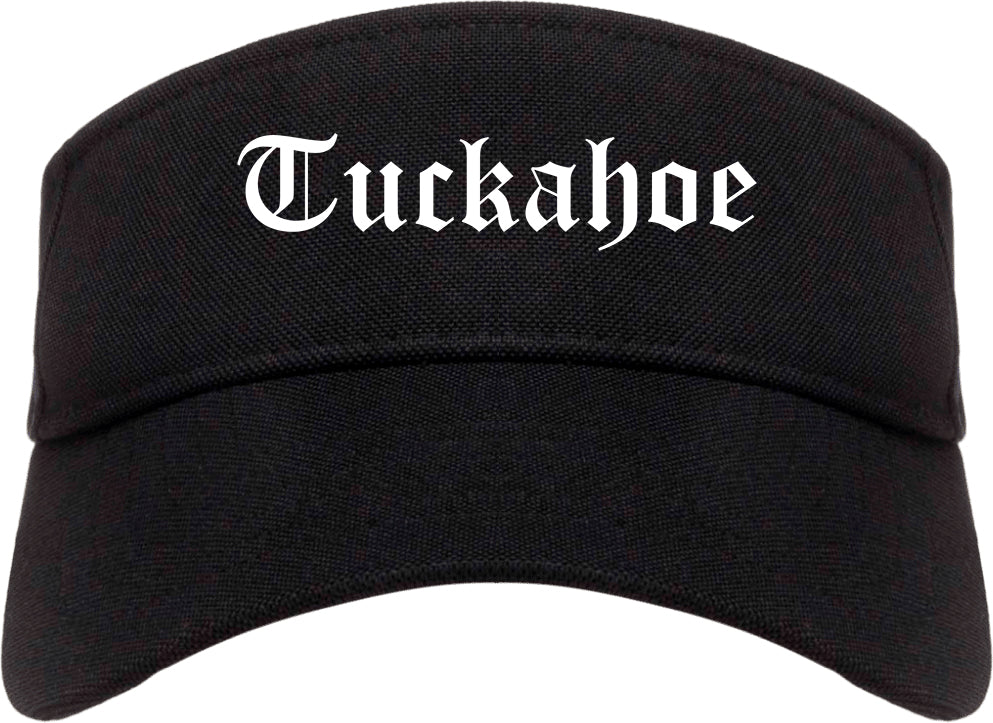 Tuckahoe New York NY Old English Mens Visor Cap Hat Black
