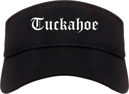 Tuckahoe New York NY Old English Mens Visor Cap Hat Black