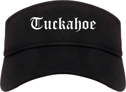 Tuckahoe New York NY Old English Mens Visor Cap Hat Black