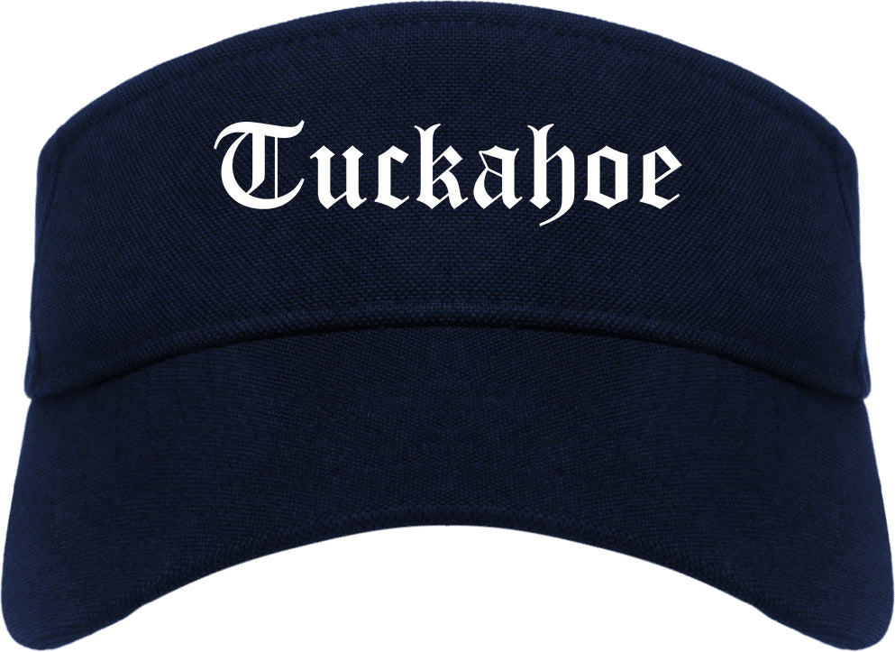 Tuckahoe New York NY Old English Mens Visor Cap Hat Navy Blue