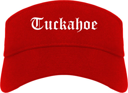 Tuckahoe New York NY Old English Mens Visor Cap Hat Red