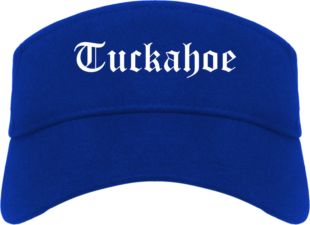 Tuckahoe New York NY Old English Mens Visor Cap Hat Royal Blue