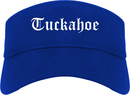Tuckahoe New York NY Old English Mens Visor Cap Hat Royal Blue