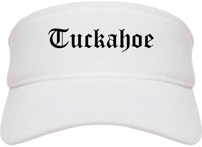 Tuckahoe New York NY Old English Mens Visor Cap Hat White