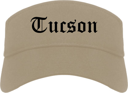 Tucson Arizona AZ Old English Mens Visor Cap Hat Khaki