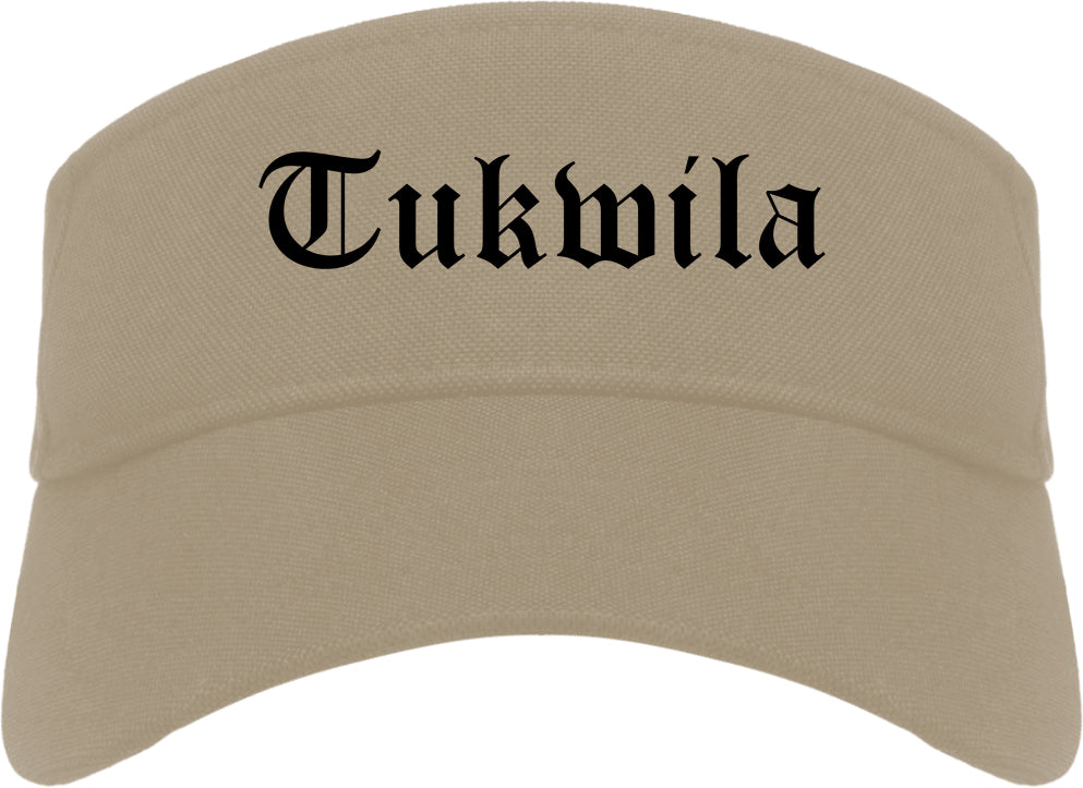 Tukwila Washington WA Old English Mens Visor Cap Hat Khaki