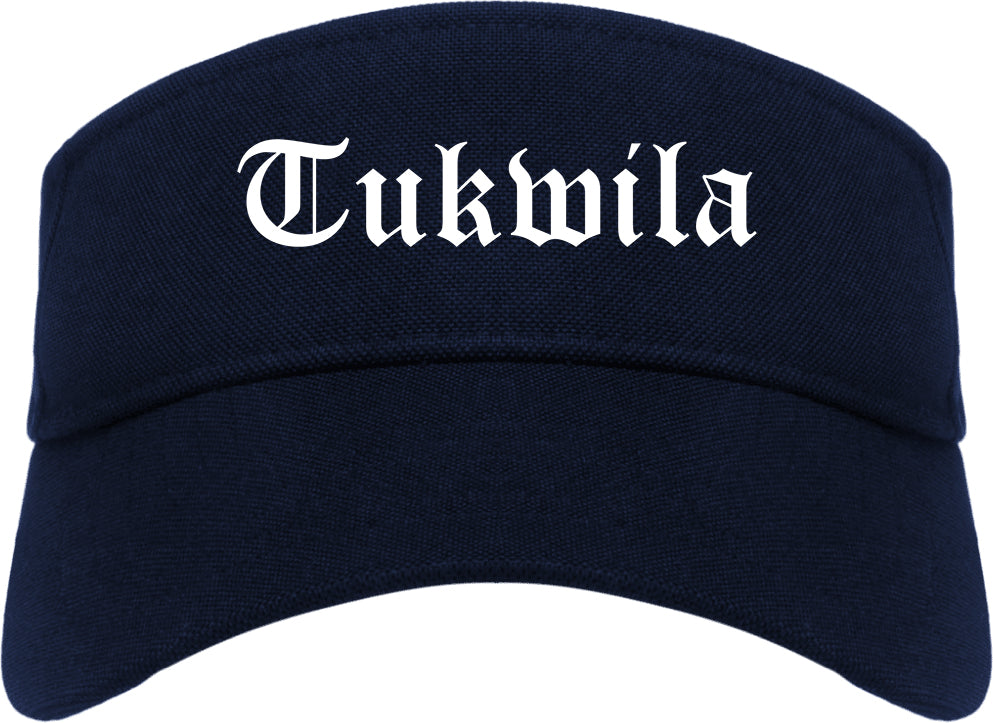Tukwila Washington WA Old English Mens Visor Cap Hat Navy Blue