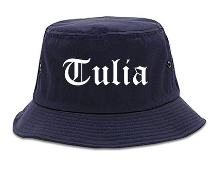Tulia Texas TX Old English Mens Bucket Hat Navy Blue
