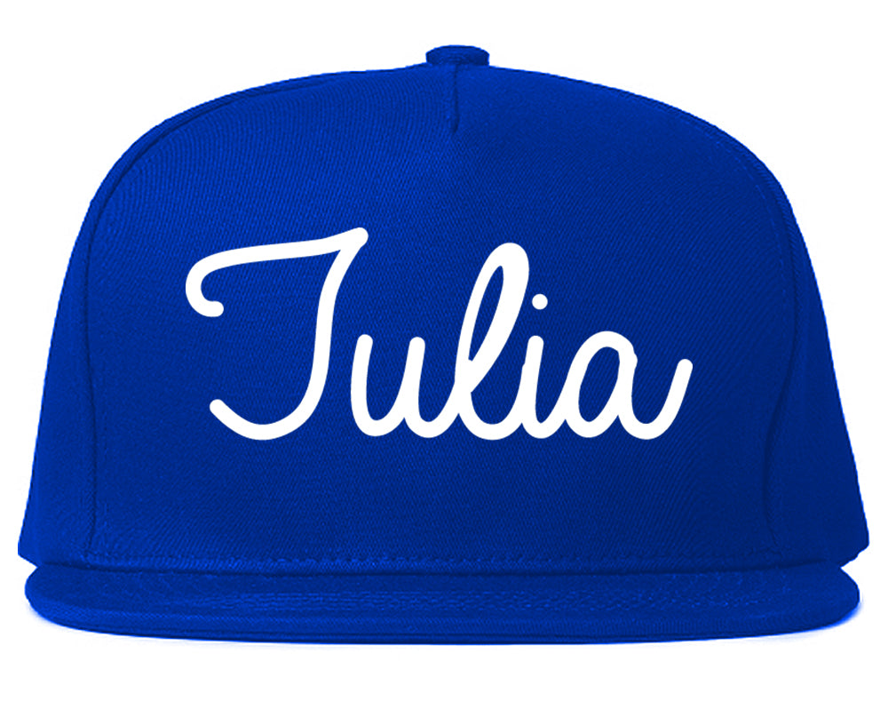 Tulia Texas TX Script Mens Snapback Hat Royal Blue