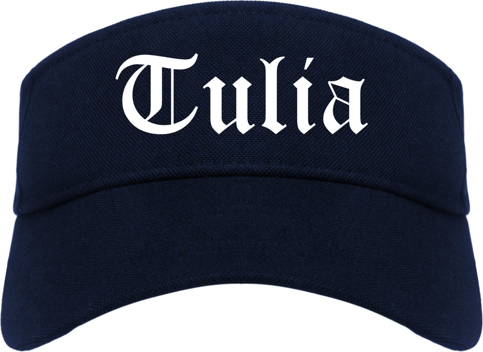 Tulia Texas TX Old English Mens Visor Cap Hat Navy Blue