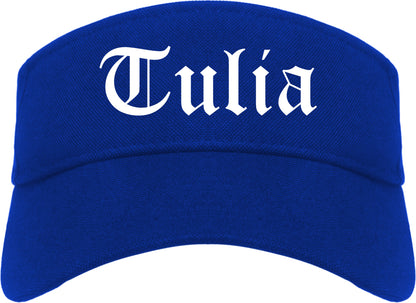 Tulia Texas TX Old English Mens Visor Cap Hat Royal Blue