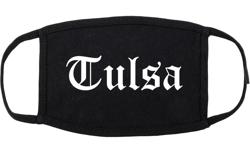 Tulsa Oklahoma OK Old English Cotton Face Mask Black