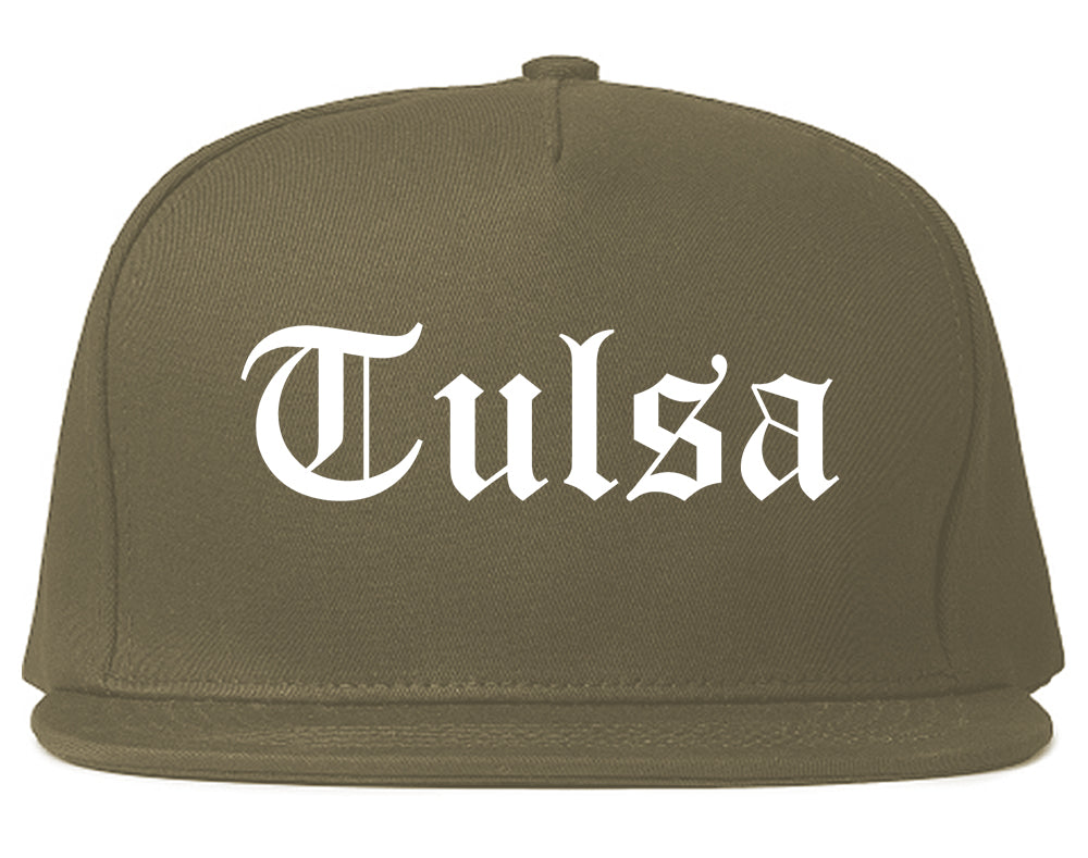 Tulsa Oklahoma OK Old English Mens Snapback Hat Grey