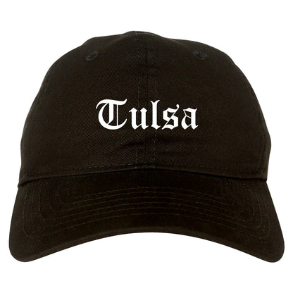 Tulsa Oklahoma OK Old English Mens Dad Hat Baseball Cap Black