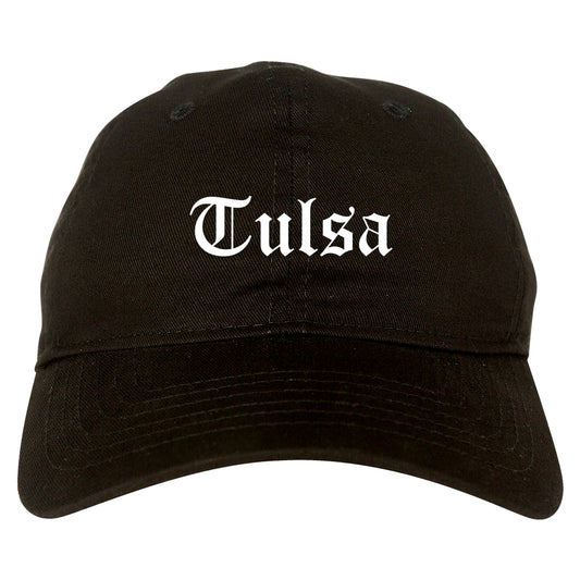 Tulsa Oklahoma OK Old English Mens Dad Hat Baseball Cap Black