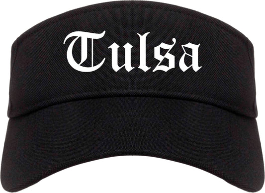Tulsa Oklahoma OK Old English Mens Visor Cap Hat Black