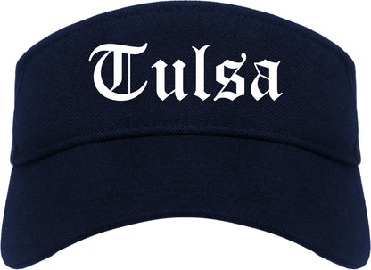 Tulsa Oklahoma OK Old English Mens Visor Cap Hat Navy Blue