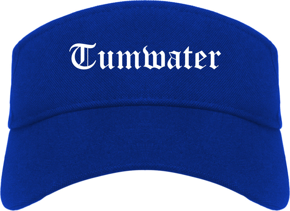 Tumwater Washington WA Old English Mens Visor Cap Hat Royal Blue