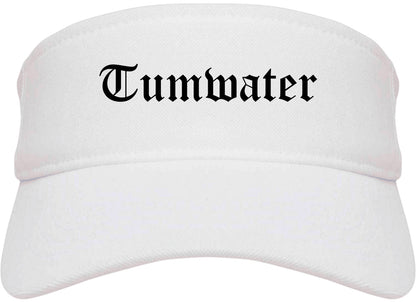 Tumwater Washington WA Old English Mens Visor Cap Hat White