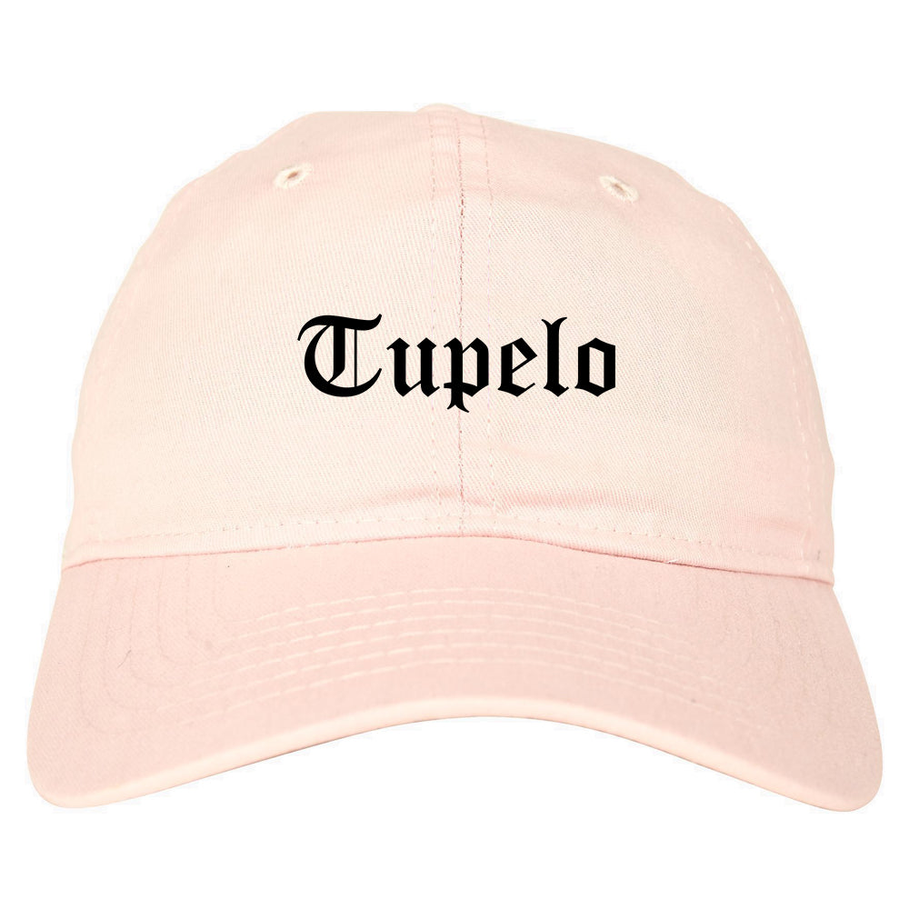 Tupelo Mississippi MS Old English Mens Dad Hat Baseball Cap Pink