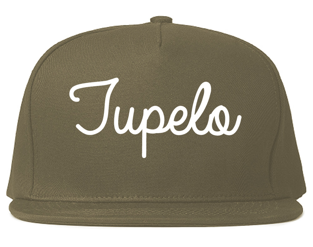 Tupelo Mississippi MS Script Mens Snapback Hat Grey