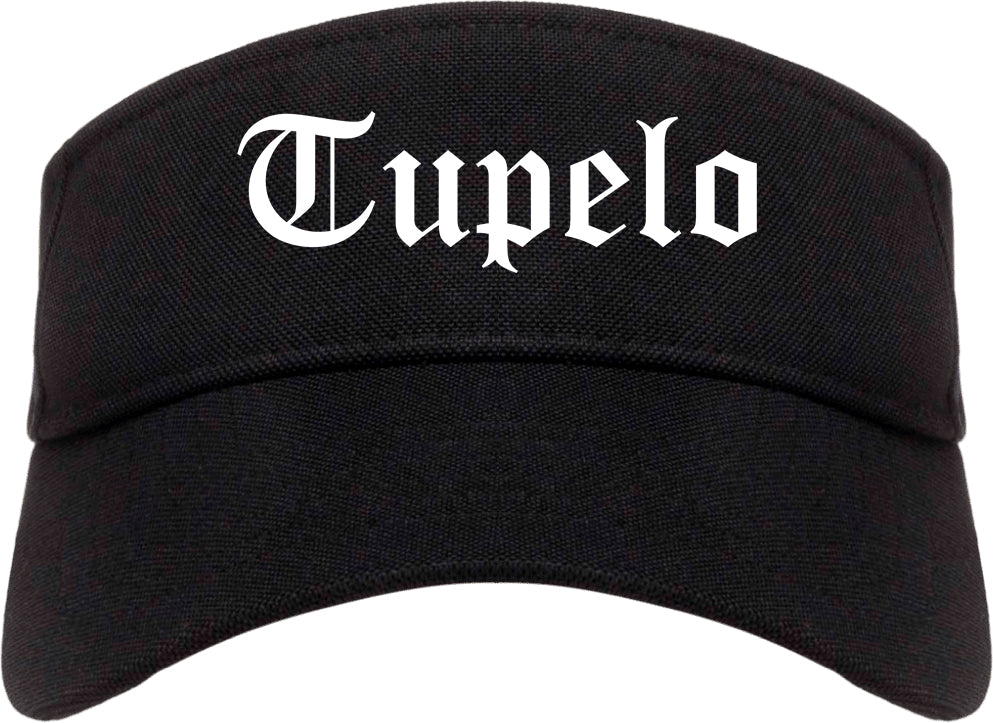 Tupelo Mississippi MS Old English Mens Visor Cap Hat Black