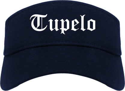 Tupelo Mississippi MS Old English Mens Visor Cap Hat Navy Blue