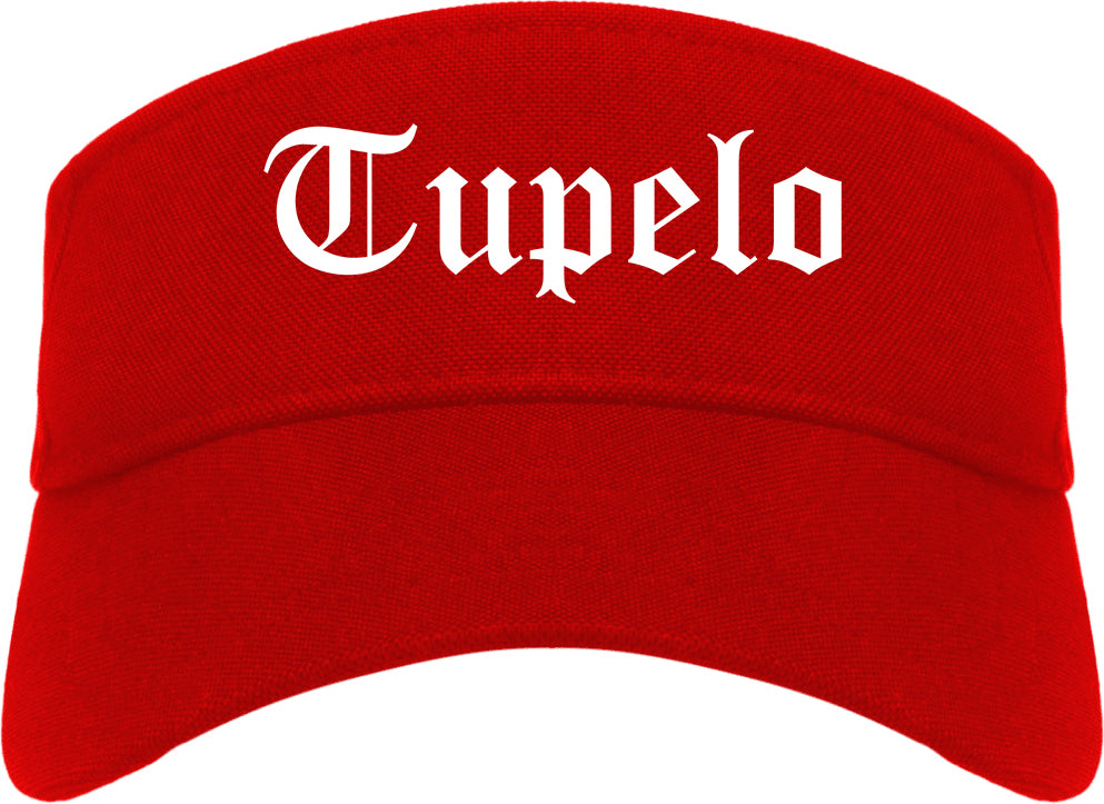 Tupelo Mississippi MS Old English Mens Visor Cap Hat Red