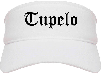 Tupelo Mississippi MS Old English Mens Visor Cap Hat White