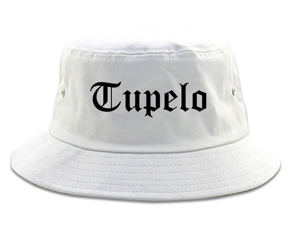 Tupelo Mississippi MS Old English Mens Bucket Hat White