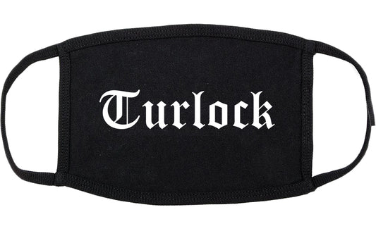 Turlock California CA Old English Cotton Face Mask Black