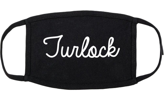 Turlock California CA Script Cotton Face Mask Black