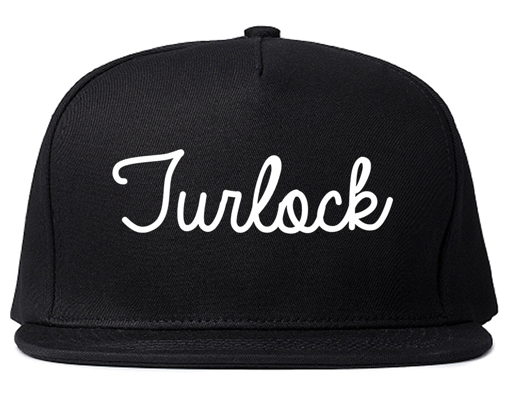 Turlock California CA Script Mens Snapback Hat Black