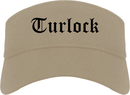 Turlock California CA Old English Mens Visor Cap Hat Khaki