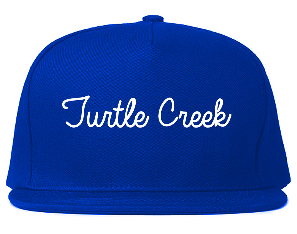 Turtle Creek Pennsylvania PA Script Mens Snapback Hat Royal Blue