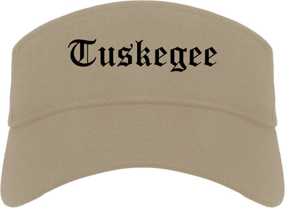Tuskegee Alabama AL Old English Mens Visor Cap Hat Khaki