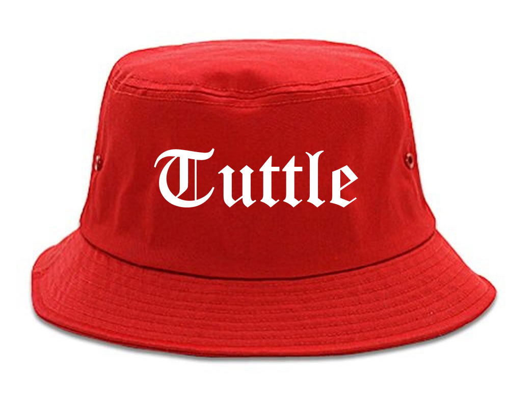 Tuttle Oklahoma OK Old English Mens Bucket Hat Red