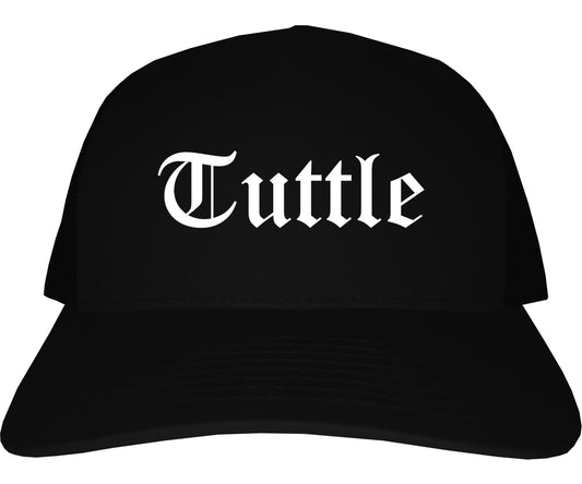 Tuttle Oklahoma OK Old English Mens Trucker Hat Cap Black