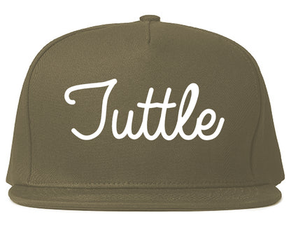 Tuttle Oklahoma OK Script Mens Snapback Hat Grey