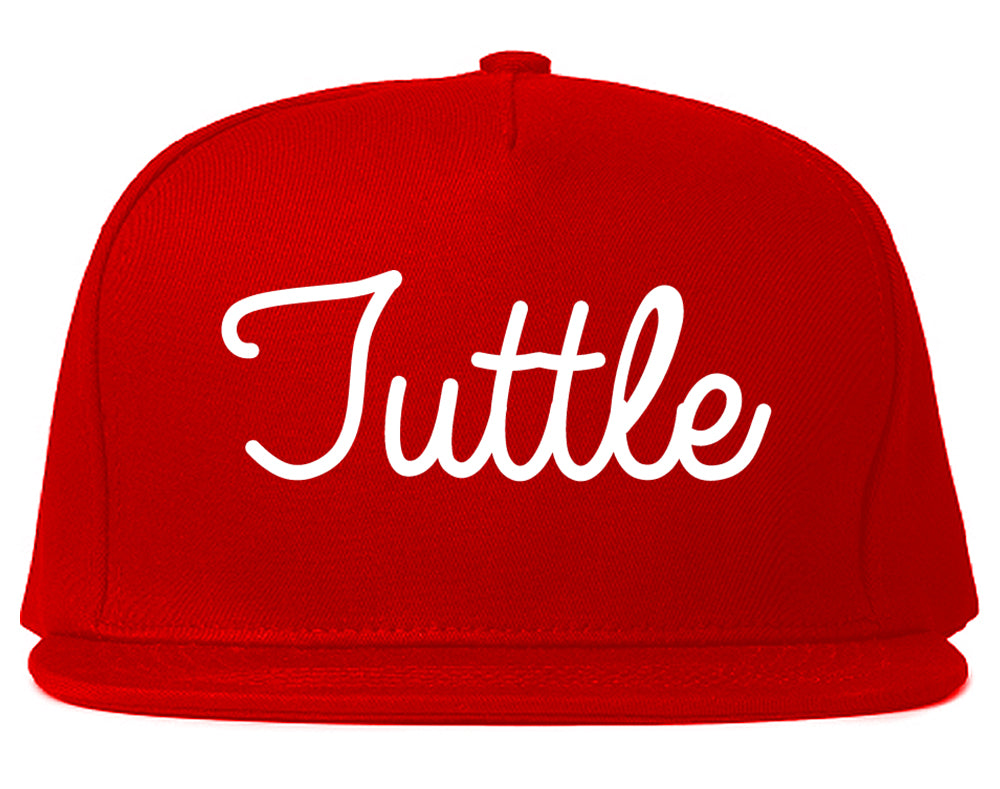 Tuttle Oklahoma OK Script Mens Snapback Hat Red
