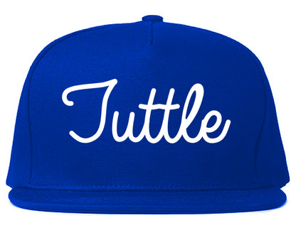 Tuttle Oklahoma OK Script Mens Snapback Hat Royal Blue