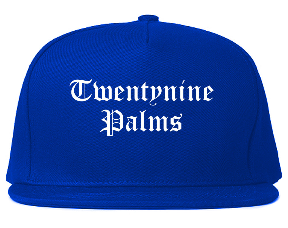 Twentynine Palms California CA Old English Mens Snapback Hat Royal Blue