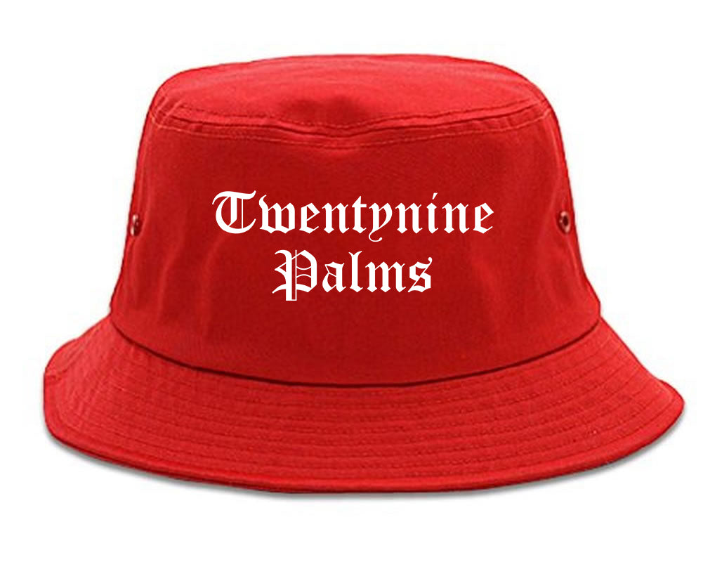 Twentynine Palms California CA Old English Mens Bucket Hat Red