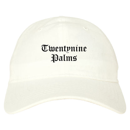 Twentynine Palms California CA Old English Mens Dad Hat Baseball Cap White
