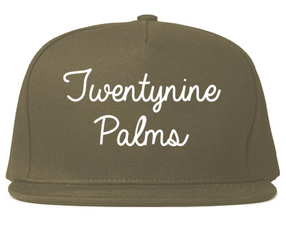 Twentynine Palms California CA Script Mens Snapback Hat Grey