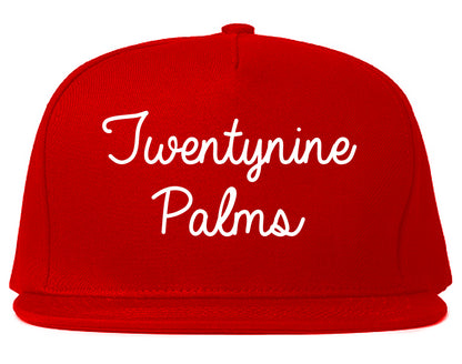 Twentynine Palms California CA Script Mens Snapback Hat Red
